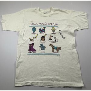 Vintage Icons Of The Wild Wild West Shirt Mens Medium Colorado White Single Stit